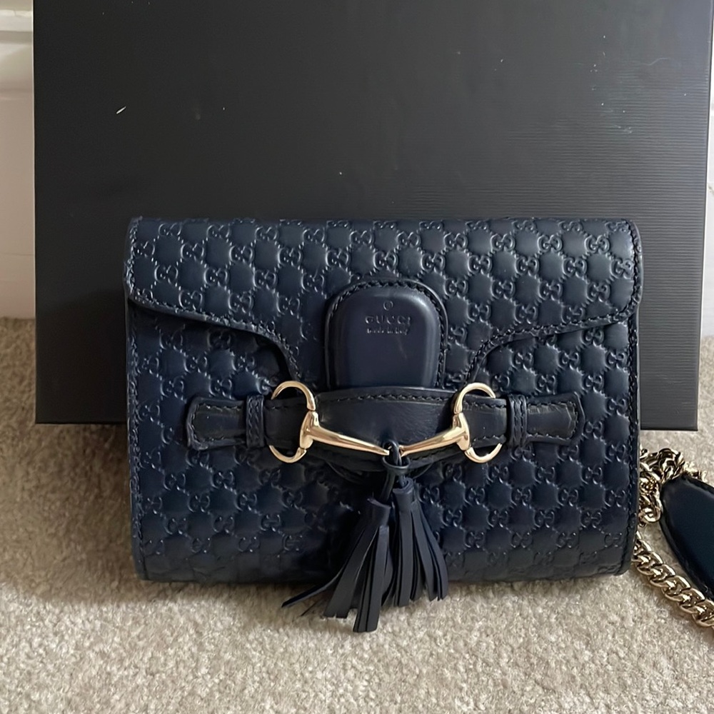 Gucci Microguccisima Mini Emily Bag in Midnight Blue